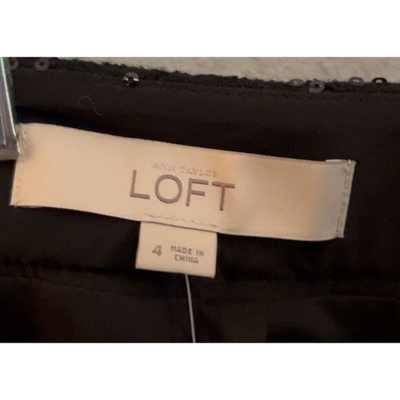 Sequin Skirt  NWT Women Size 4 Black Lined Above Knee Party Ann Taylor Loft - Picture 7 of 9